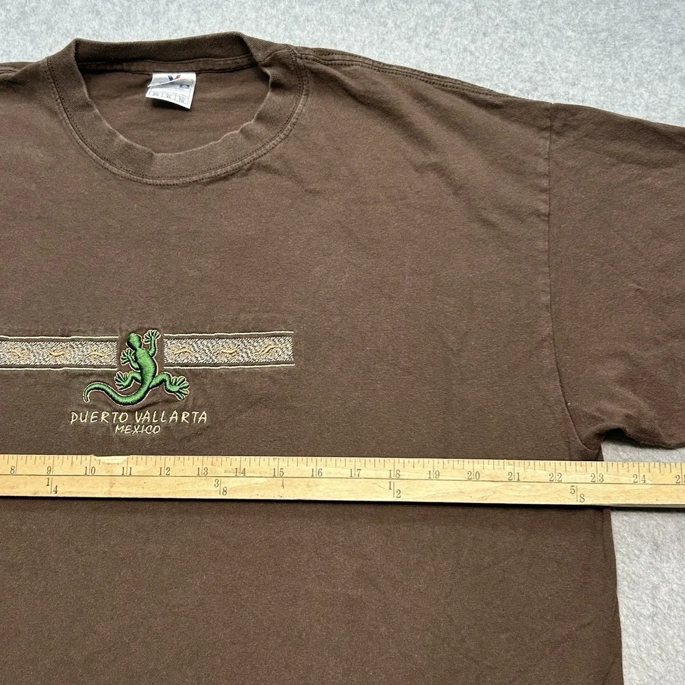 VTG Puerto Vallarta‎ Mexico Iguana Men's T-Shirt Size XL Embroidered Graphic - Picture 5 of 5